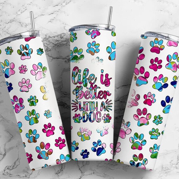 handmade Other - Life is better with a dog metal insulated tumbler